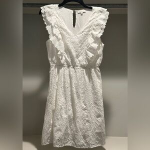 SKIES ARE BLUE 100% Cotton White Eyelet Dress Size Medium